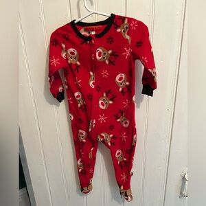 Fam Jams 12/18m Red Reindeer fleece zip up sleeper